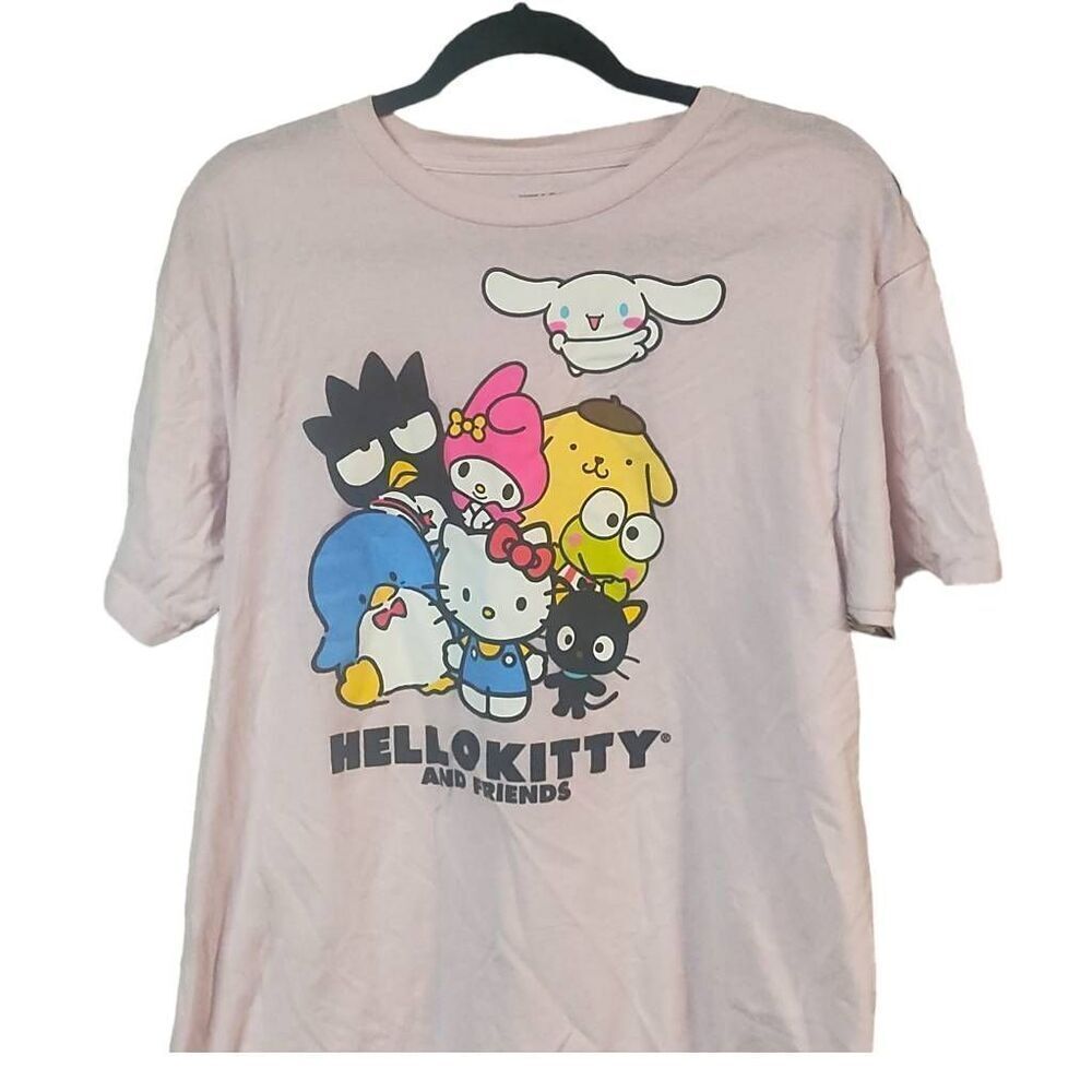 HELLO KITTY family pink Tshirt women’s L bunny rabbit cat kitten knit top kidcor